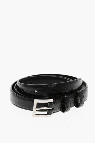 Lizard Effect Solid Color Leather Belt 20mm