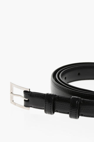 Lizard Effect Solid Color Leather Belt 20mm