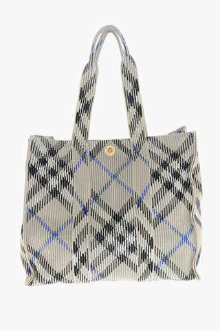 Maxi Checked Fabric Tote Bag