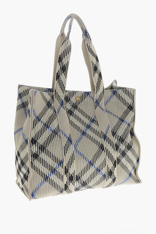 Maxi Checked Fabric Tote Bag