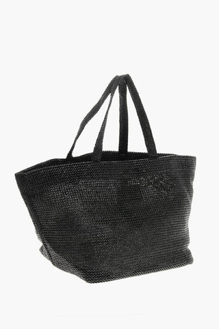 Borsa Tote PUNCH XL in Rafia Sintetica con Logo Tono su Tono