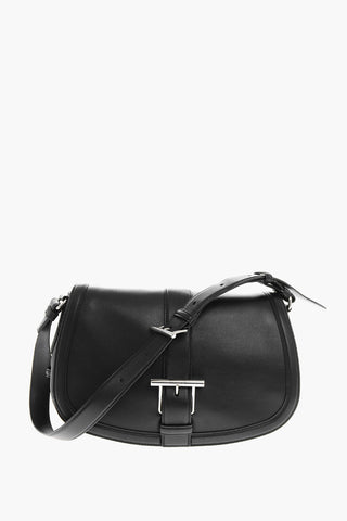 Maxi Leather Saddle Bag with Logo