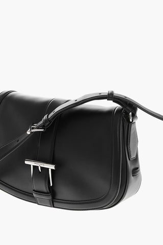 Maxi Leather Saddle Bag with Logo
