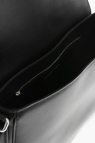 Maxi Leather Saddle Bag with Logo