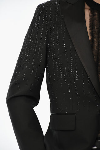 Giacca LOS ANGELES In Misto Lana Vergine con Strass All-Over e Tasche ad Aletta
