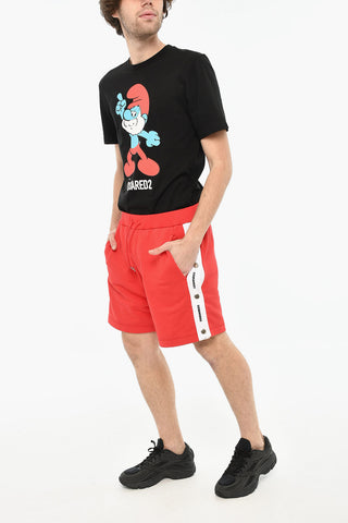 Zweifarbige Shorts Mit Seitlichen Knöpfen