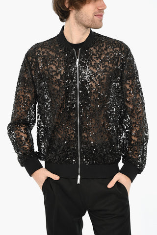 Transparenter Bomber mit Allover-Pailletten