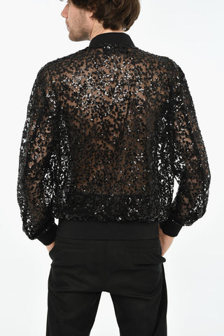 Transparenter Bomber mit Allover-Pailletten