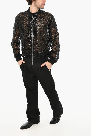 Transparenter Bomber mit Allover-Pailletten