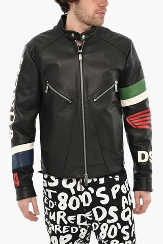 HONDA Gehämmerte Lederjacke Mit Logo-Knopf