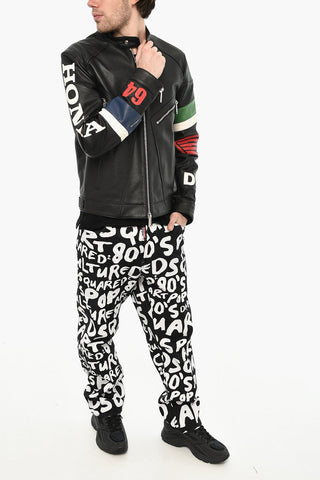 HONDA Gehämmerte Lederjacke Mit Logo-Knopf