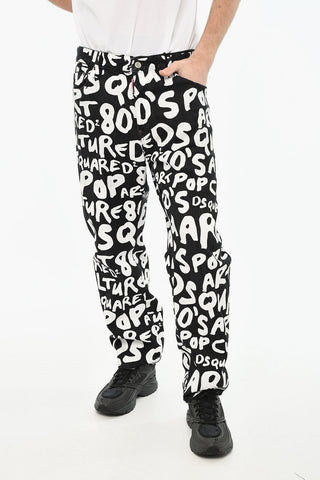 Pantaloni Bicolore con Logo All-Over a Contrasto