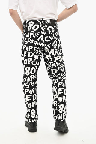 Pantaloni Bicolore con Logo All-Over a Contrasto