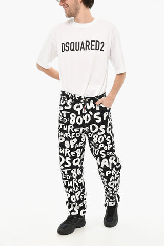 Pantaloni Bicolore con Logo All-Over a Contrasto