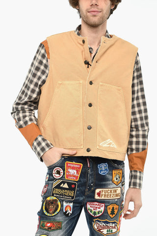 Sleeveless Jacket With Logo Buttons