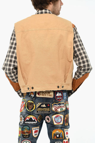 Sleeveless Jacket With Logo Buttons