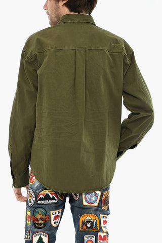 Overshirt in Cotone Effetto Distressed