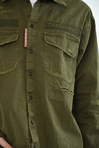 Overshirt aus Baumwolle mit Distressed-Effekt