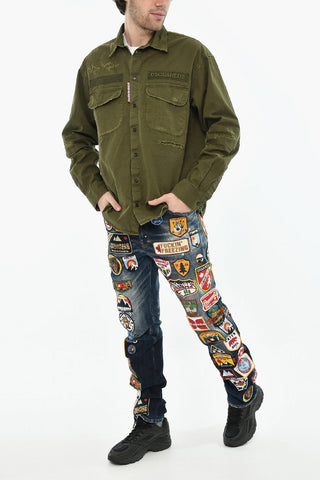 Overshirt aus Baumwolle mit Distressed-Effekt