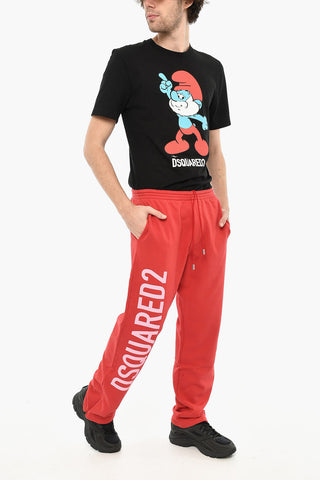 Joggers aus angerauter Baumwolle mit seitlichem Logo