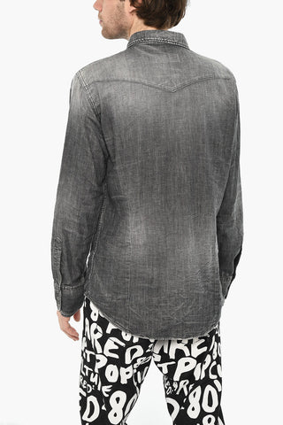Denim-Hemd mit Acid-Wash-Effekt