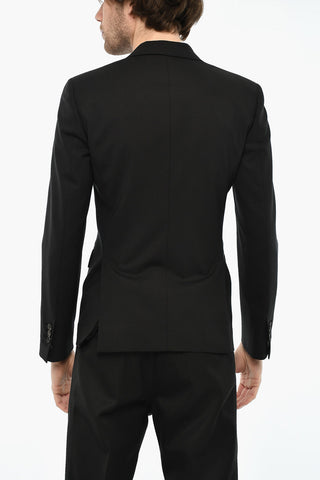 Zweiknopf-Blazer aus Stretch-Schurwolle mit spitzem Revers