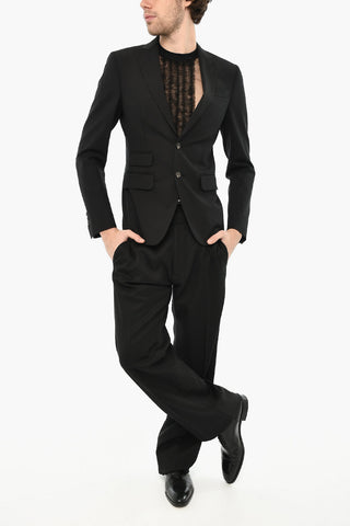 Zweiknopf-Blazer aus Stretch-Schurwolle mit spitzem Revers
