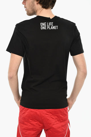 THE SMURFS Cotton Crewneck T-Shirt with Front Print