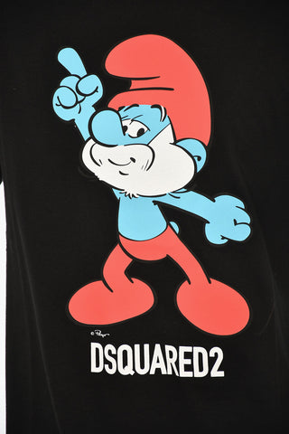THE SMURFS Cotton Crewneck T-Shirt with Front Print