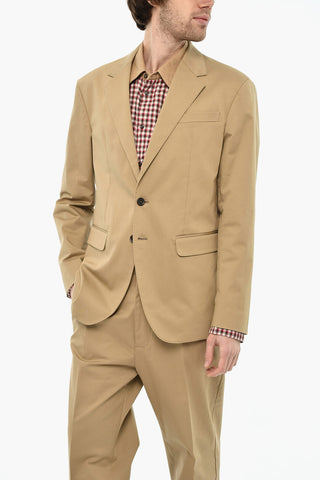 2-Button Stretch Cotton Suit with Classic Notch Lapel