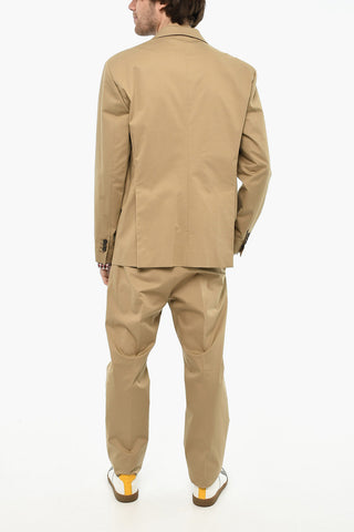 2-Button Stretch Cotton Suit with Classic Notch Lapel