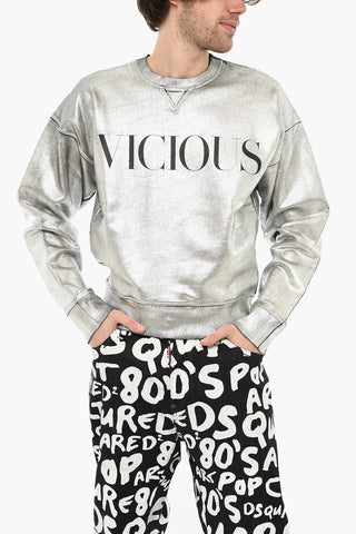 Rundhals-Sweatshirt aus Baumwolle mit Metallic-Effekt