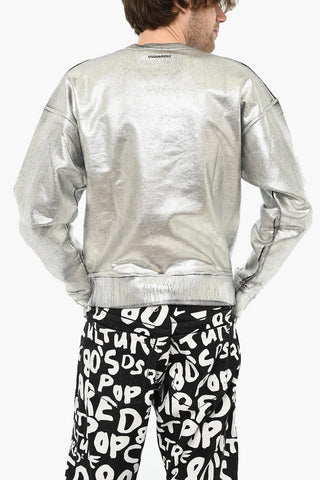 Rundhals-Sweatshirt aus Baumwolle mit Metallic-Effekt