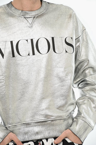 Rundhals-Sweatshirt aus Baumwolle mit Metallic-Effekt