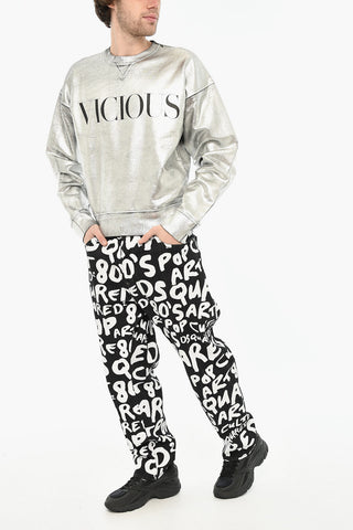 Rundhals-Sweatshirt aus Baumwolle mit Metallic-Effekt