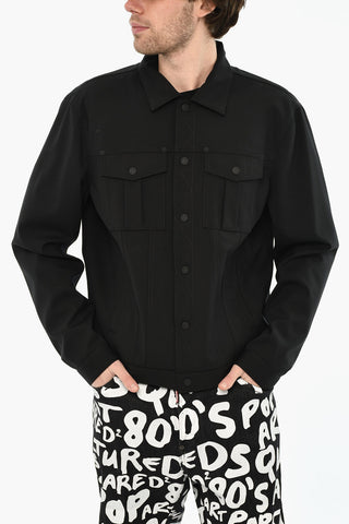 Virgin Wool Overshirt with Tone-on-Tone Buttons