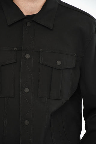 Virgin Wool Overshirt with Tone-on-Tone Buttons
