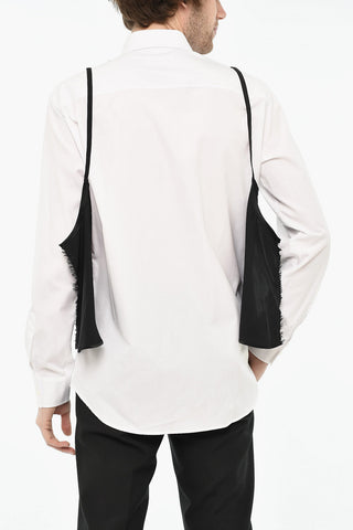 Camicia in Popeline di Cotone con Dettagli in Pizzo