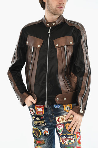 Zweifarbige Satinjacke mit Reißverschlüssen an den Ärmeln