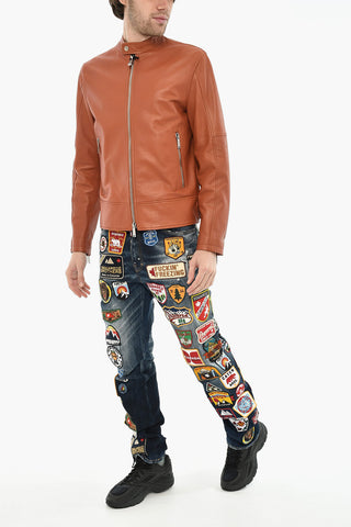 Leather Jacket with Side Buckles
