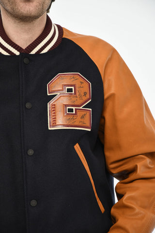 Bomber in Misto Lana con Maniche in Pelle