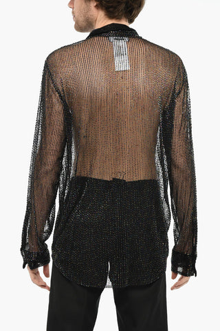 Transparent Shirt with All-Over Strass