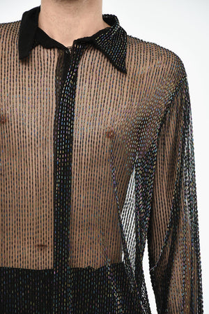 Transparent Shirt with All-Over Strass