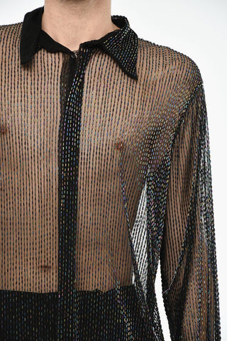 Transparent Shirt with All-Over Strass