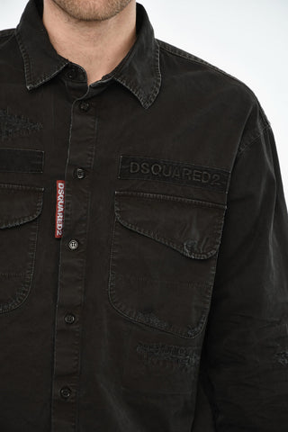 Overshirt Effetto Vintage con Logo in Rilievo