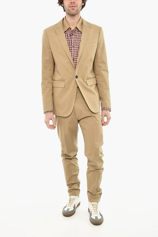 Stretch Cotton Two-Button Suit with Peak Lapel