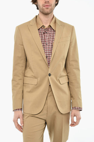 Stretch Cotton Two-Button Suit with Peak Lapel