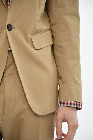 Stretch Cotton Two-Button Suit with Peak Lapel