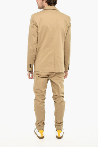 Stretch Cotton Two-Button Suit with Peak Lapel