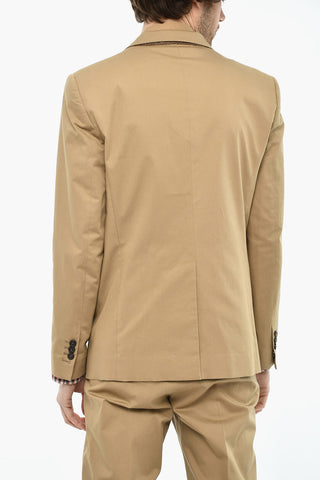 Stretch Cotton Two-Button Suit with Peak Lapel